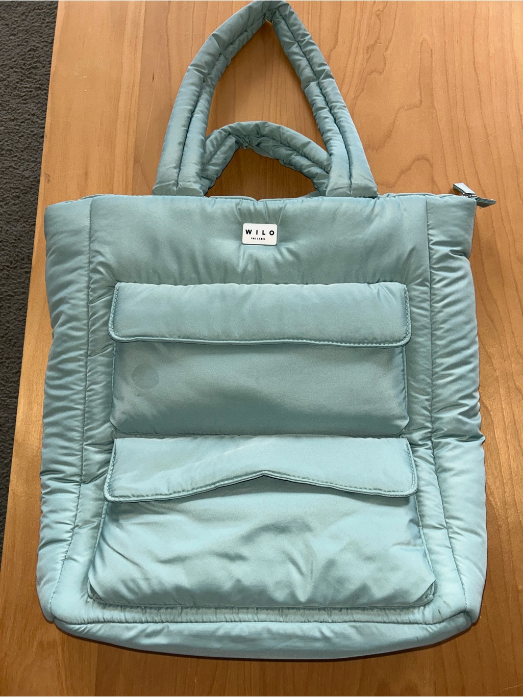 Light Blue Quilted Gym Bag